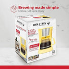 Holstein Housewares 5 Cup Drip Coffee Maker – Compact and User-Friendly with Auto Pause & Serve, Reusable Filter, Measuring Spoon & Glass Carafe, Office & Dorm Use, Yellow