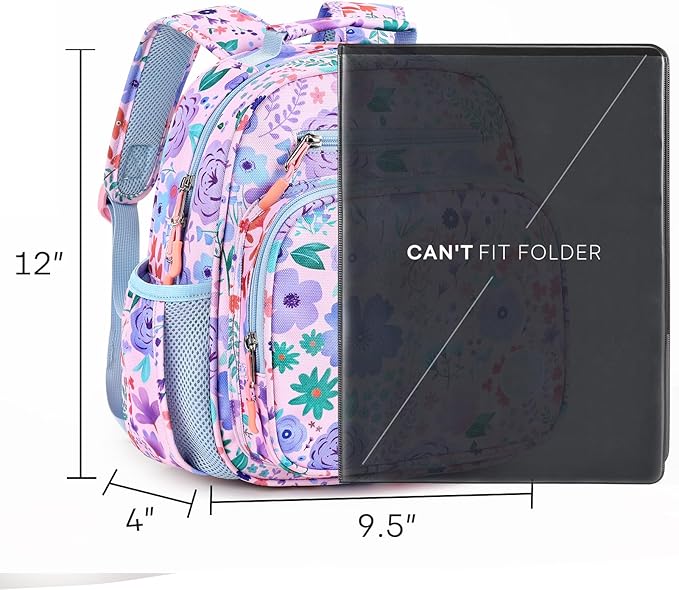 mibasies Toddler Backpack for Girls 2-4: Preschool Kindergarten Backpack - Cute Kids Backpacks for Girls - Flower Pinkish Blue