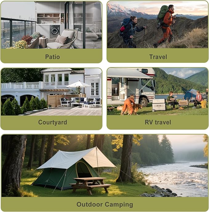 Vigorport Portable Travel Clothesline, Windproof Clothes Line with Hang Hole, Indoor and Outdoor Laundry Line with Clothespins for Hotel, Camping, RV, Cruise Ship (Green, 13.8Ft)