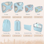 Shacke Packing Cubes for Travel 8 Set - Premium Luggage Organizer Bags - Versatile Travel Organizer for Women and Men - Optimized Packing Bags - Travel Essentials (Sky Blue)