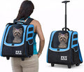 Pet Gear I-GO2 Traveler Roller Backpack, Travel Carrier, Car Seat for Cats/Dogs, Mesh Ventilation, Included Tether, Telescoping Handle, Storage Pouch, Caribbean Blue