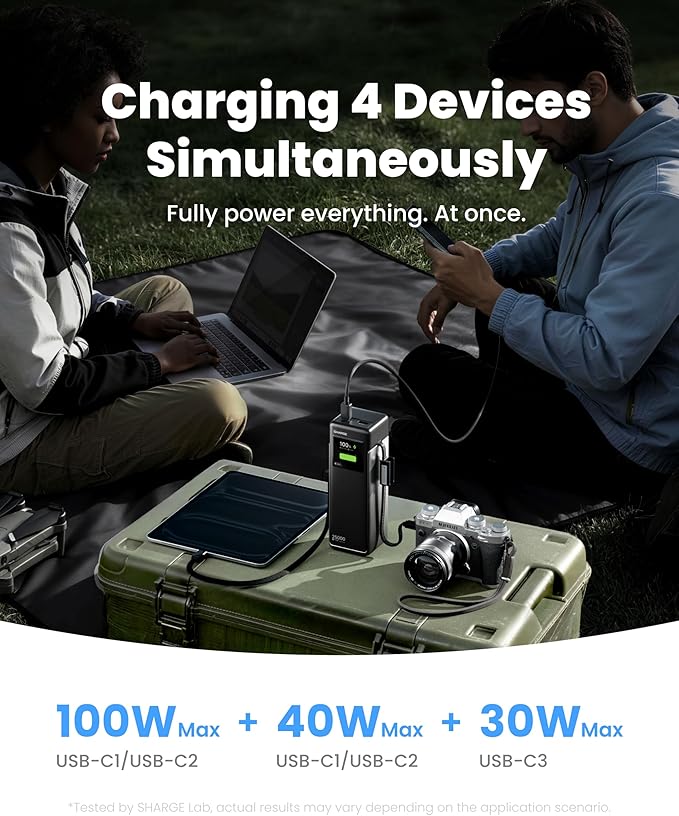 sharge MagLoop USB C Cable 3.3FT& HyperTower Power Bank Bundle