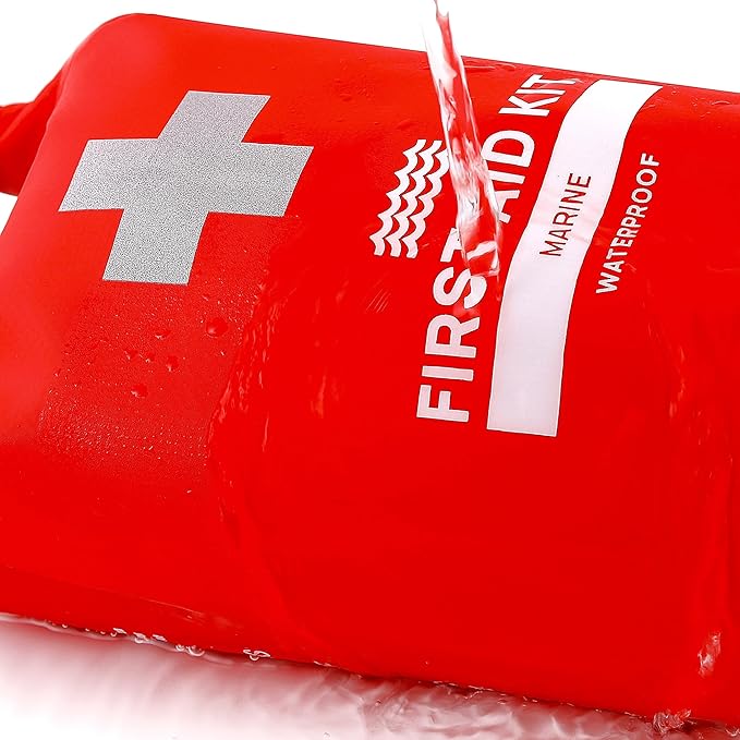 Breakwater Supply™ Waterproof First Aid Kit Dry Bag Bug Out Bag Preloaded with Emergency Survival Prepper Supplies for Boating, Camping, Fishing + Carabiner, Floating, Reflective, AFAK/IFAK Trauma Kit