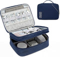 Lanola Universal Cable Organizer Electronics Accessories Cases for Cable, Charger,Power Bank, Phone, USB, SD Card,Memory Cards,Earphone,Flash Drive, Great for Travel and Business - Dark Blue