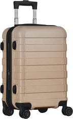 SUPER DEAL 21 Inch Expandable Suitcase Hardside Carry On Travel Luggage with Spinner Wheels Height Adjustable Handle, Champagne