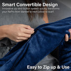 NAPRO 3‑in‑1 Travel Blanket Pillow Scarf – Convertible 50×80″ Blanket, 12×16″ Pillow, 80″ Infinity Neck Pillow – Lightweight, Plush – Navy Blue