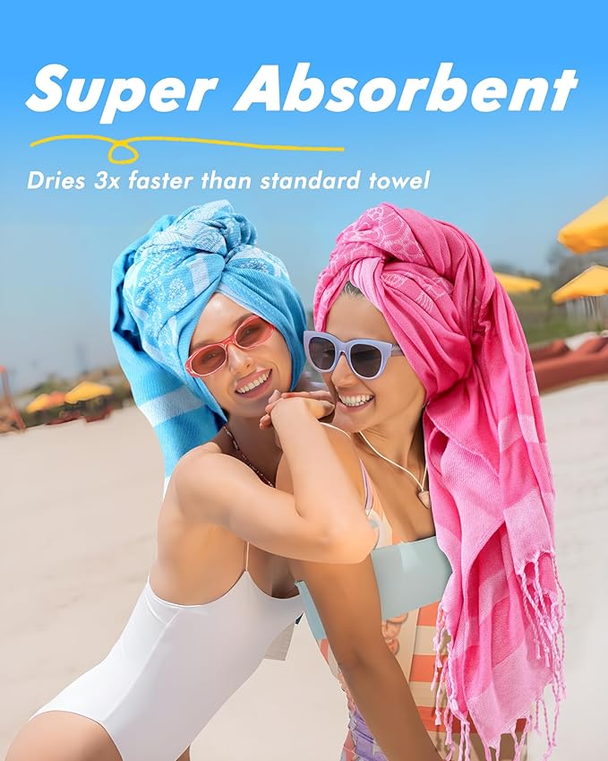 Genovega 6 Packs Oversized Turkish Beach Towel 74"x38" Thin Quick Dry Sand Free Pool Swim Towels Large XL Adult Clearance Blanket Travel Vacation Accessories Essentials Mulite Shark Turtle