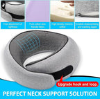 Travel Neck Pillow for Airplanes – 100% Memory Foam, 360° Head Support, Breathable & Washable Cover, Compact for Travel, Car & Flights