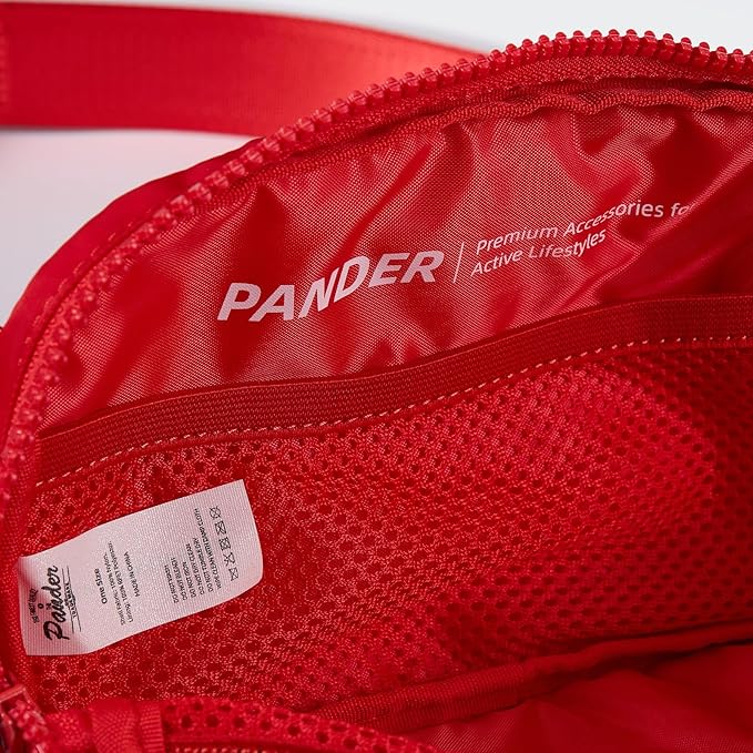 Pander Two Way Zipper Fanny Pack Nylon Everywhere Belt Bag for Women, Water Repellent Waist Packs, Crossbody Bags with Adjustable Strap (Red).