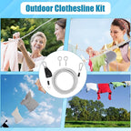 20FT Retractable Travel Clothesline, Adjustable Outdoor Clothesline Drying Clothes Line Laundry for Travel Camping, with Ratchet Pulley/ 2 Screws/ 2 Buckles (Black+Silver, 236, Inches)