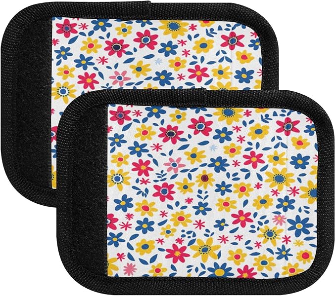 Qilmy Fresh Style Floral Fragments Luggage Handle Wrap 2Pack Luggage Identifiers Tag Comfort Handle Grips Cover for Stroller Suitcase Bag Airplane Travel Accessories1526