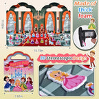 6 Set (260pcs) Puffy Sticker Books Activity for Girls, Reusable Stickers Book, Fairytale+Garden+Princess Party+Mermaid+Kids Zone+Girls' Shop, Travel Book for Kids Ages 3+