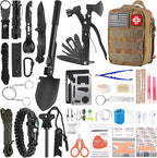 LUXMOM Emergency Survival Kit and First Aid Kit, 142Pcs Professional Survival Gear and Supplies Equipment with Molle Pouch, Gift for Christmas Men Dad Husband Camping Hiking Hunting Outdoor Adventure
