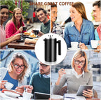 SZHETEFU 34 OZ Large French Press, Premium Stainless Steel Sturdy Insulated French Press Coffee Maker, 4-8 Cups French Coffee Press, Tea Presses for Home Kitchen Caming Loose Tea, Elegant Black