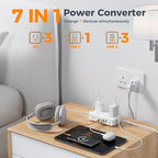 TESSAN Voltage Converter US to Europe, 220 to 110 Voltage Converter, Universal Travel Adapter with 4 USB Ports (1 USB C), 3 AC and EU UK AU IT in ZA Plug Power Adapter, Step Down Transformer, 6 FT
