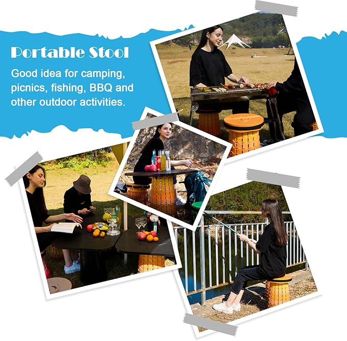 Spisces Upgraded Collapsible Stool with Cushion, 1000 lbs Capacity & 19.7-in High, Wider & Taller Heavy Duty Portable Telescoping Foldable Seat for Adults Camping, Travel, Music Festivals, Outdoors