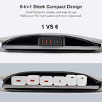 [2026 Updated] USB C Fast Charger, 100W GaN 6 Port Type C Charging Station Hub Block Cube, USB C Wall Charger Power Strip Adapter Plug for iPad iPhone 17 16 15 14 Pro Max Pixel Note Galaxy, 5ft Cord