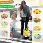 Esjay Toddler Busy Board Montessori Toys for Boys Girls, Sensory Book Educational Activities for Learning Fine Motor Skills, Birthday Gifts for Toddlers, Travel Toys for Airplane Car, Yellow Truck