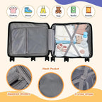 smilesun Kids Ride-On Luggage, 20" Hardshell Carry-On Suitcase with 6 Spinner Wheels, Foldable Pedal, Hidden Cup Holder & Combination Lock for Toddlers & Children (Black, 20-inch)