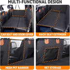 YJGF Dog Back Seat Extender for Truck,Truck Seat Cover Back Seat,Dog Hammock for Truck,Pet Seat Covers for Dogs,Hard Bottom Seat Extender for Dogs(Black,for Full Size Truck)