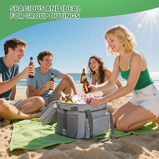 MIYCOO Cooler Bag Double Deck - 60 Can Leakproof Insulated Portable Soft Lunch Cooler, Extra Large Expandable Ice Chest Cooler for Beach, Picnic, Camping, Shopping