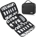 Lacdo Cord Organizer Travel, Cable Organizer Bag Case, Portable Electronics Organizer Travel Case, 6 Layer Large Capacity Charging Cords Storage organizer for Cables, SD Card, Travel Essentials, Black