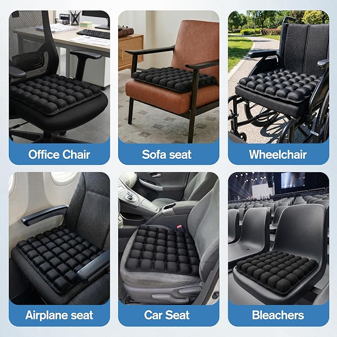 Starlo Travel Cushion Airplane Seat,Airplane Cushion for Long Flight,Press-Type Inflatable Wheelchair Seat Cushion,42 Airbags for Car,Office,Stadium,Ergonomic Comfort Support Pressure Relief-Black