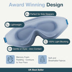 MyHalos® Sleep Mask – 3D Blackout Eye Mask for Women & Men, Side Sleepers, Zero Pressure Memory Foam Eyelash Friendly, Breathable,Award-Winning Sleep Aid for Travel (Light Blue, 1 Count (Pack of 1))