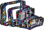 Remobia Hicol TSA Approved 5-Piece Diaper Bag Organizer Pouch Set Clear Waterproof TPU Kids Toiletry Storage Set Travel Packing Clutch Cube Bags for Baby Nursing(Flower)
