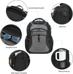 KROSER TSA Friendly Travel Laptop Backpack 18.4 inch XXXL Gaming Backpack Water-Repellent College Daypack Business Backpack with RFID Pockets & USB Port for Men/Women-Black/Grey