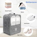 Large Shoe Bags for Travel, Shoe Travel Bag Holds 3 Pairs of Shoes, Travel Shoe Bags for Packing in Suitcase, Portable Dance Shoe Storage Pouch, Shoe Organizer, Sneaker Storage Bag (Grey)