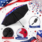 6 Pcs Patriotic American Umbrellas Red White Blue 4th of July Umbrellas with 8-Rib and Black Coating, Windproof