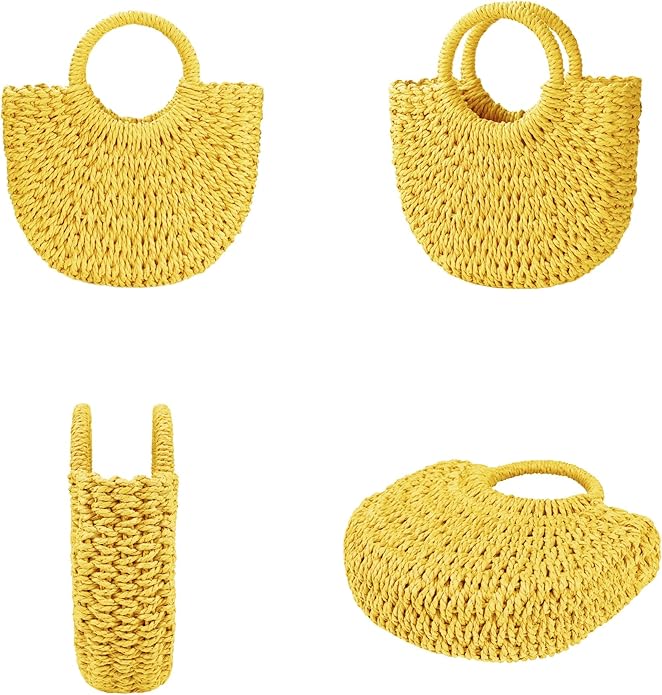 Womens Straw Beach Bag Woven Crossbody Shoulder Bags Top Handle Satchel Handbag Purse for Summer