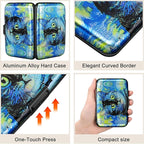 ELFISH Mini RFID Aluminum Wallet Credit Cards Holder Business Card Case Metal ID Case for Men Women(Blue Cat)