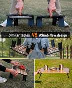 iClimb Ultralight Compact Mini Beach Picnic Folding Alu. Table with Carry Bag, Two Size (Black - L)