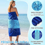 FuWeave 6 Pcs 72 x 36 Microfiber Oversized Beach Towels Large Absorbent Thin Compact Lightweight Sand Free Quick Dry Towels Pack for Travel Pool Yoga Gym Sports Beach Accessories(Marine Animals)
