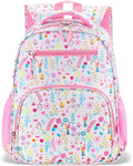 RHCPFOVR Kids Backpack for Girls - Girls Backpack 3-8 Ages Flower for Kids 15 Inch School Bookbag for Kindergarten Elementary School Bookbag for Girl 1st 2nd Grade