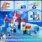 36 PCS Mini Magnetic Tiles Travel Set with Portable Iron Storage Box, STEM Learning Magnetic Building Blocks with LED Light-Up Glow in The Dark, Montessori Sensory Toys Gifts for Toddler, Boys & Girls