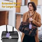 Travelambo 16 Pack Luggage Tags for Suitcases Privacy Protection Bag Tags Faux Leather Travel Accessories Essential, Classic Purple