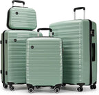 GinzaTravel 4 Piece Hard Shell Luggage Sets with Spinner Wheels PP Hardside Large Suitcase with Wheels TSA Lock,20 inch 24 inch 28 inch,Green