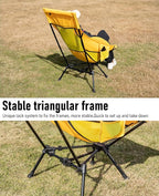 iClimb Ultralight Compact Camping Folding Beach Chair with Anti-Sinking Large Feet (Yellow - Triangular Frame High Back)