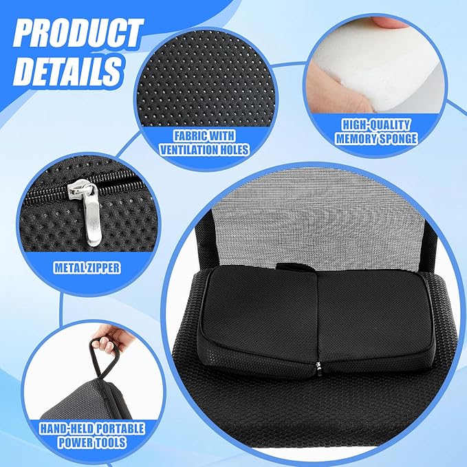 Dunzy Travel Seat Cushion Portable Airplane Seat Cushion 14.6" × 10.4" Foldable Memory Foam Comfort Pad for Stadium, Flights, Office, Camping, Bleachers