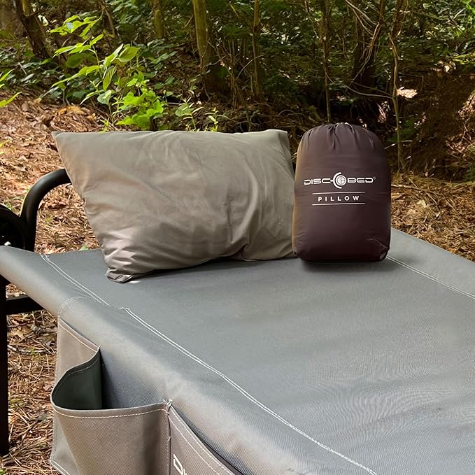 Disc-O-Bed Compact and Packable Travel Pillow with Washable Cover, Ultralight for Backpacking, Hiking, and Camping, Grey
