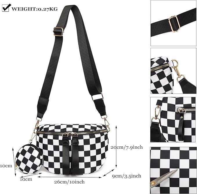 Eslcorri Small Crossbody Sling Bag for Women Trendy - Fanny Packs Leather Chest Belt Bum Bag Anti Theft Purse for Travel