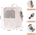 Large Shoe Bags for Travel Holds 4 Pair of Shoes, Shoe Storage Pouch with 3 Layers Compartments, Waterproof & Washable (Cream)
