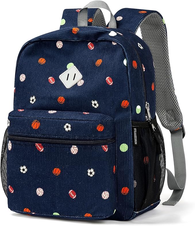 STEAMEDBUN Corduroy Kids Backpack for Boys Girls 3-8, Boys Backpack for Elementary Kindergarten