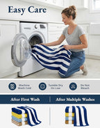 LANE LINEN Beach Towels 4 Pack - 520 GSM 100% Cotton Pool Towel for Adults – (30" x 60") Beach Towels Oversized, Thick & Highly Absorbent - Super Soft, Comfy & Quick Dry Cabana Stripe Large Towel
