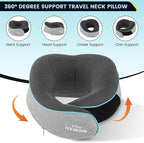 Travel Pillow-Neck Pillows for Airplanes, Memory Foam Travel Neck Pillow for Long Flights|Airport Travel Essentials 360° Support Gifts for Travellers With Eye Mask & Earplugs, Portable Carry Bag