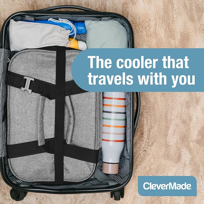 CleverMade Tahoe Collapsible Cooler Bag – Medium Portable Cooler Bag for Travel, Foldable Insulated Cooler for Beach, Picnic & Road Trips, Holds Up to 30 Cans, Leakproof Soft Carry Cooler