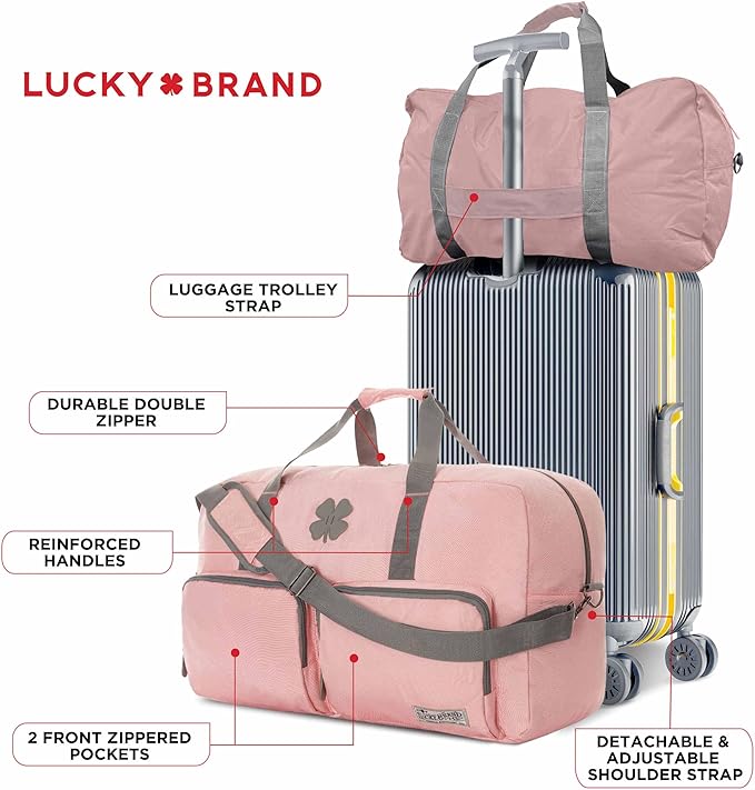 Lucky Travel Duffel Bags 65L, Gym Bag, Travel Bag & Large Duffle Bag for Men, Foldable Overnight Weekender Bags for Women & Men with Adjustable Shoulder Strap, Bridal Rose